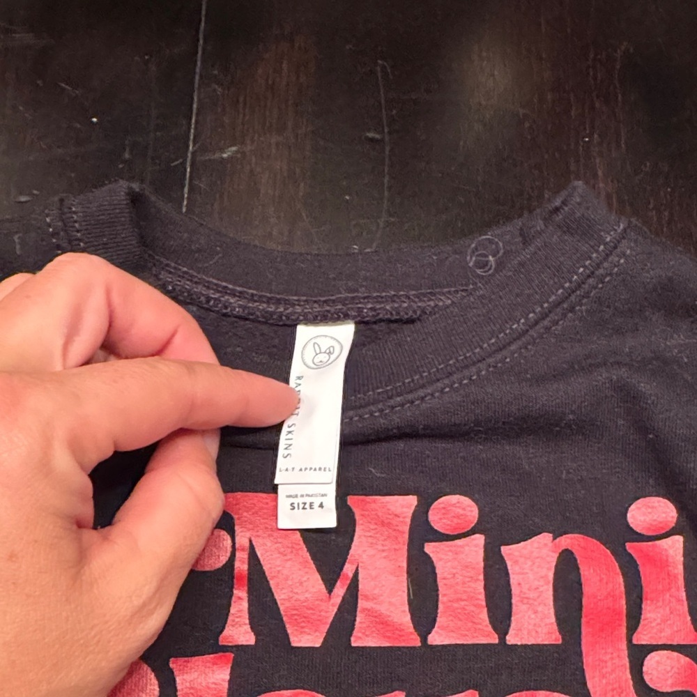 Rabbit Skins Kids Sweatshirt - Black with Red 'Mini Claus' Design - Picture 2 of 3